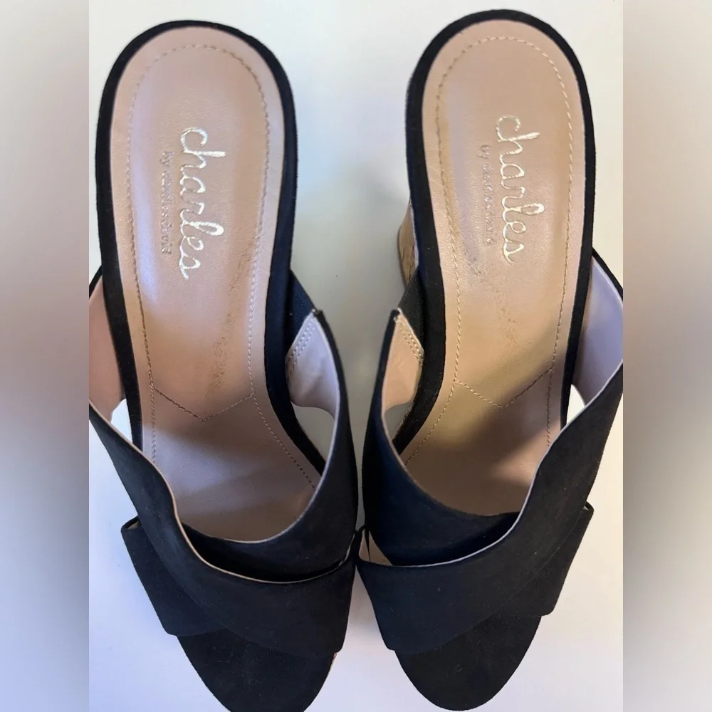 Charles by Charles David Latrice Microsuede Wedge Sandals In Black - Picture 4 of 8